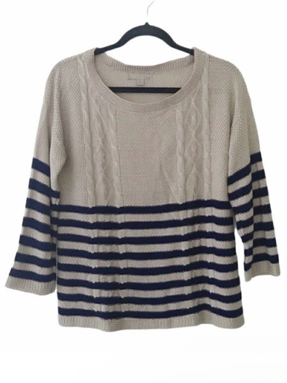 OneA Tan Navy Striped Sweater